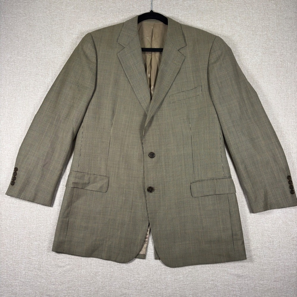 Brooks Brothers Mens 44 Worsted Wool Blazer Italy Houndstooth Sport Coat S203D